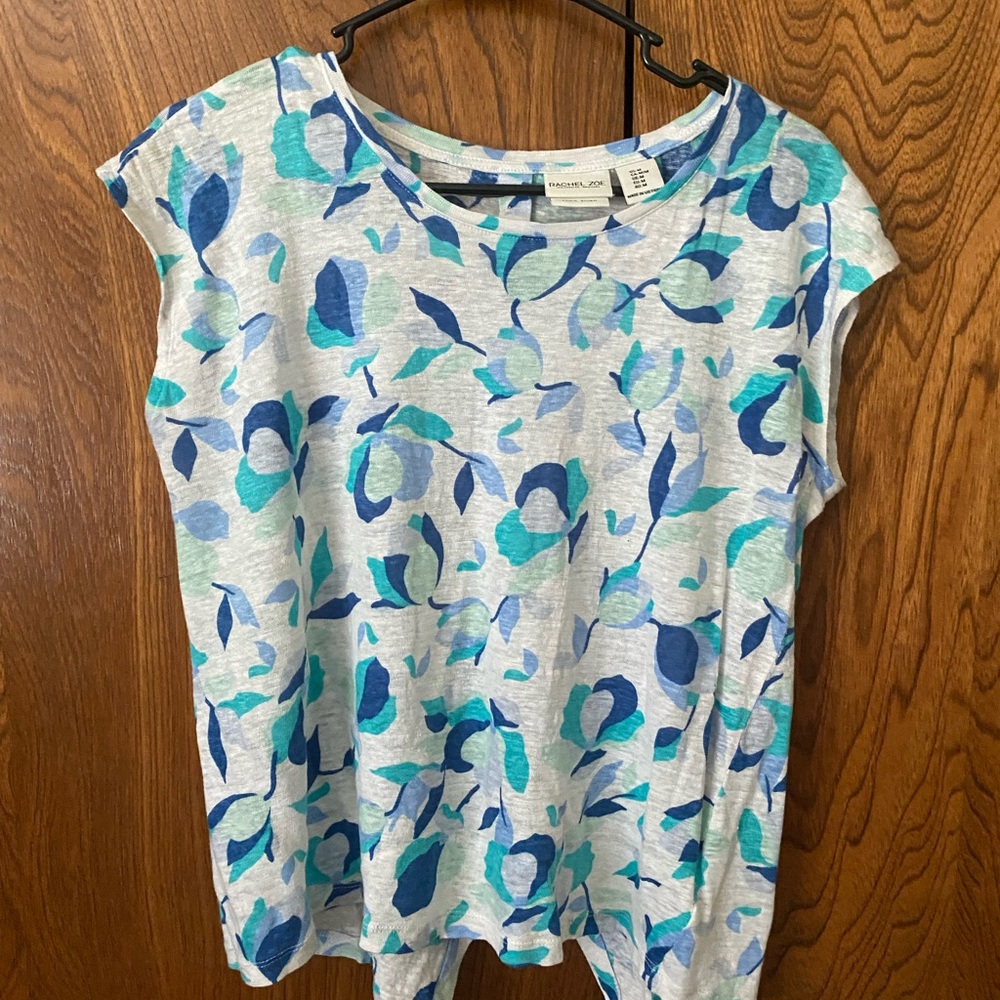 Rachel Zoe Blue and Green Floral Blouse